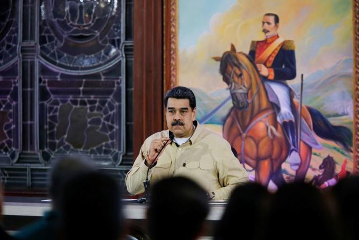The United States claims the government of Venezuelan President Nicolas Maduro, shown here in a handout photo, is getting rich through drug trafficking