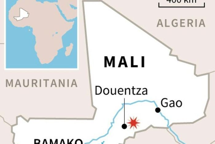 Mali map showing site of the blast
