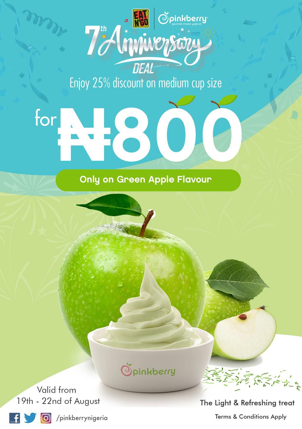 Eat’N’Go is celebrating a week-long of utter deliciousness, as it turns 7-years in Nigeria!