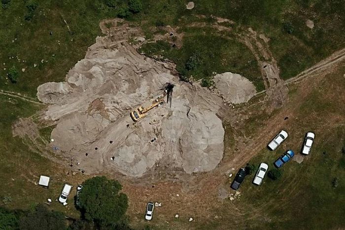 Aerial view of a remote area outside Guadalajara, Mexico where the bodies of at least 29 people have been recovered from a deep well