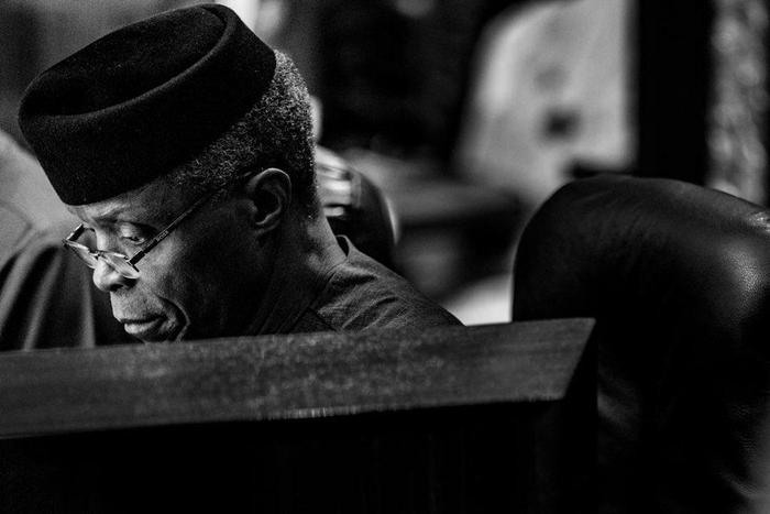 Vice President Yemi Osinbajo presides as FEC honours Prof. Tam David-West. [Twitter/@NigeriaGov]