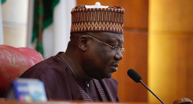 President of the Senate, Ahmad Lawan during plenary in the Senate Chamber in Abuja. (Channels TV)