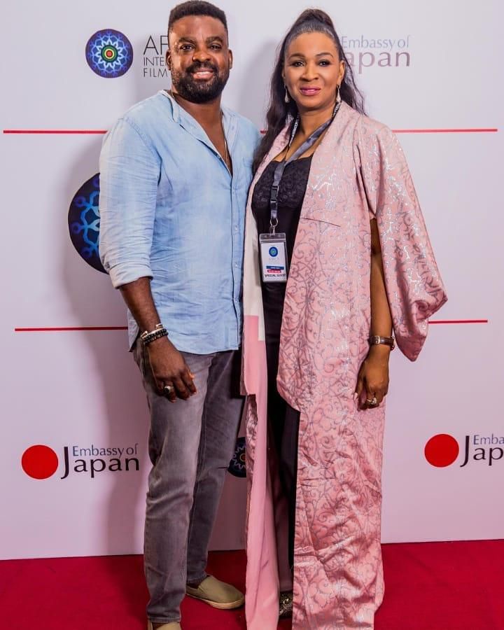Kunle Afolayan and Chioma Ude at the 2019 AFRIFF [Instagram/ChiomaUde]