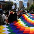 Demonstrators march to demand peace in La Paz, on November 19