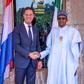 President Muhammadu Buhari welcomes Netherlands Prime Minister to Aso Rock. [Twitter/@NigeriaGov]