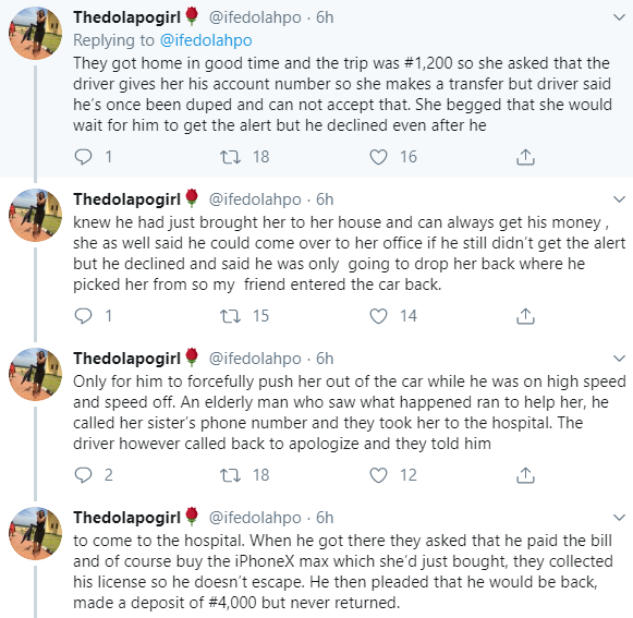 Angry Taxify driver pushes female passenger out of a speeding car after realising the trip was cashless