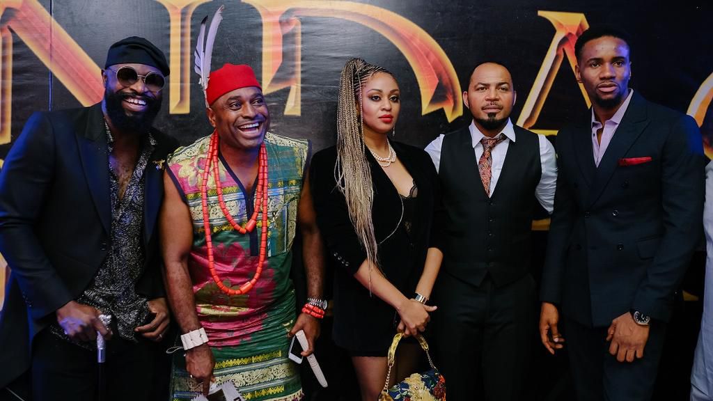 Charles Okpaleke , Kanayo O Kanayo, Munachi Abii, Ramsey Nouah and Swanky JA at the premiere of 'Living in Bondage: Breaking Free'. [So.Me solutions]
