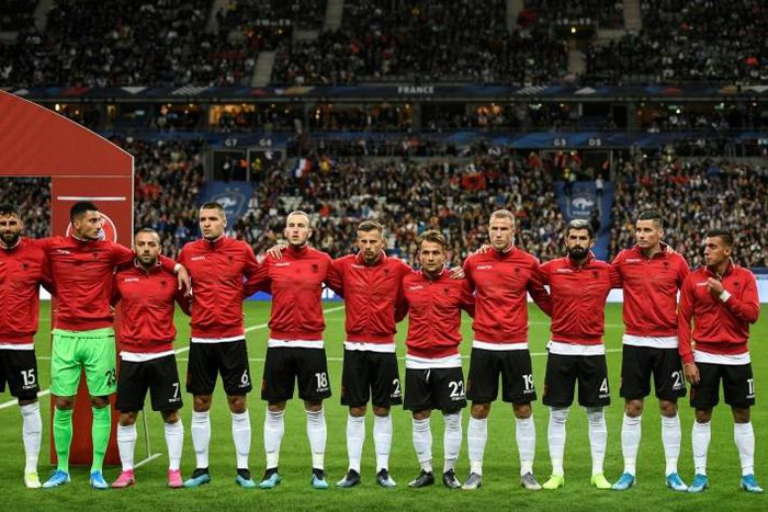 Albania's players were left bemused when the wrong anthem was played