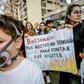 Marchers protest against Brazilian President Jair Bolsonaro over the fires in the Amazon rainforest in front of Brazil's embassy in Santiago, Chile August 23, 2019