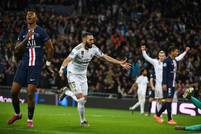 Karim Benzema scored twice in Real Madrid's 2-2 draw with Paris Saint-Germain in the Champions League on Tuesday.