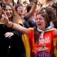 Around 25,000 students rallied in central Barcelona as they began a strike in protest over the verdicts