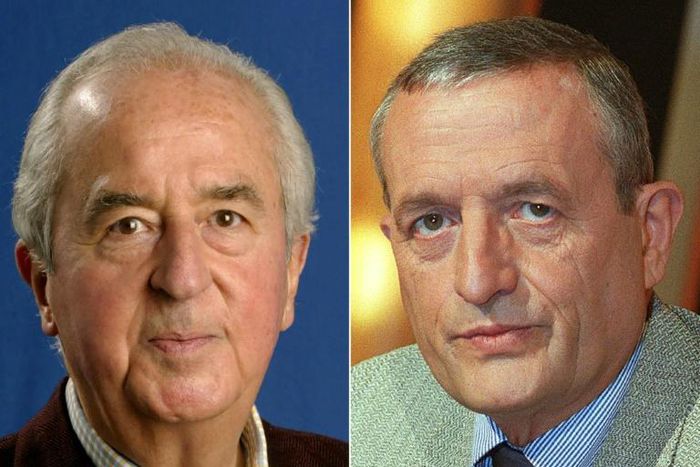 Former French prime minister Edouard Balladur (L) et ex defence minister Francois Leotard