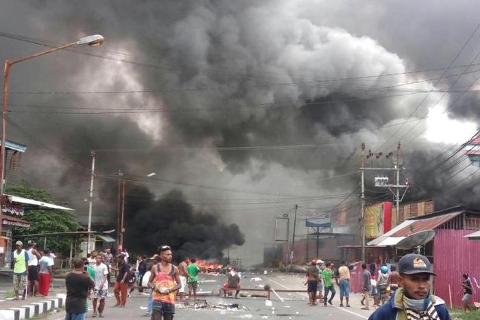 Protesters faced off with Indonesian police in Manokwari, Papua after the arrest of students calling for the region's independence