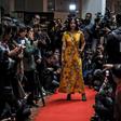 A model shows off a kimono during a fashion show by former FARC combatants in Bogota