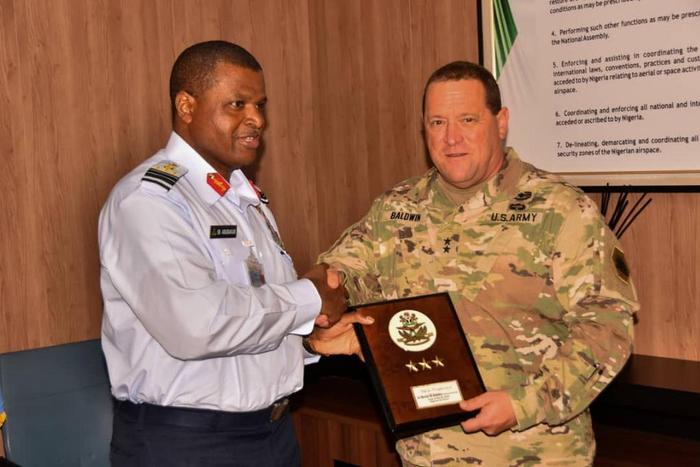 Chief of the Air Staff (CAS), Air Marshal Sadique Abubakar and the Adjutant General California National Guard, Maj.-Gen. David Baldwin  [Twitter/@NigAirForce]