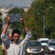Journalists held protests outside the radio station in defence of media freedoms