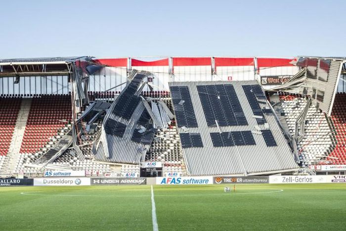 A view of a section of the collapsed stand at AZ Alkmaar's AFAS Stadium