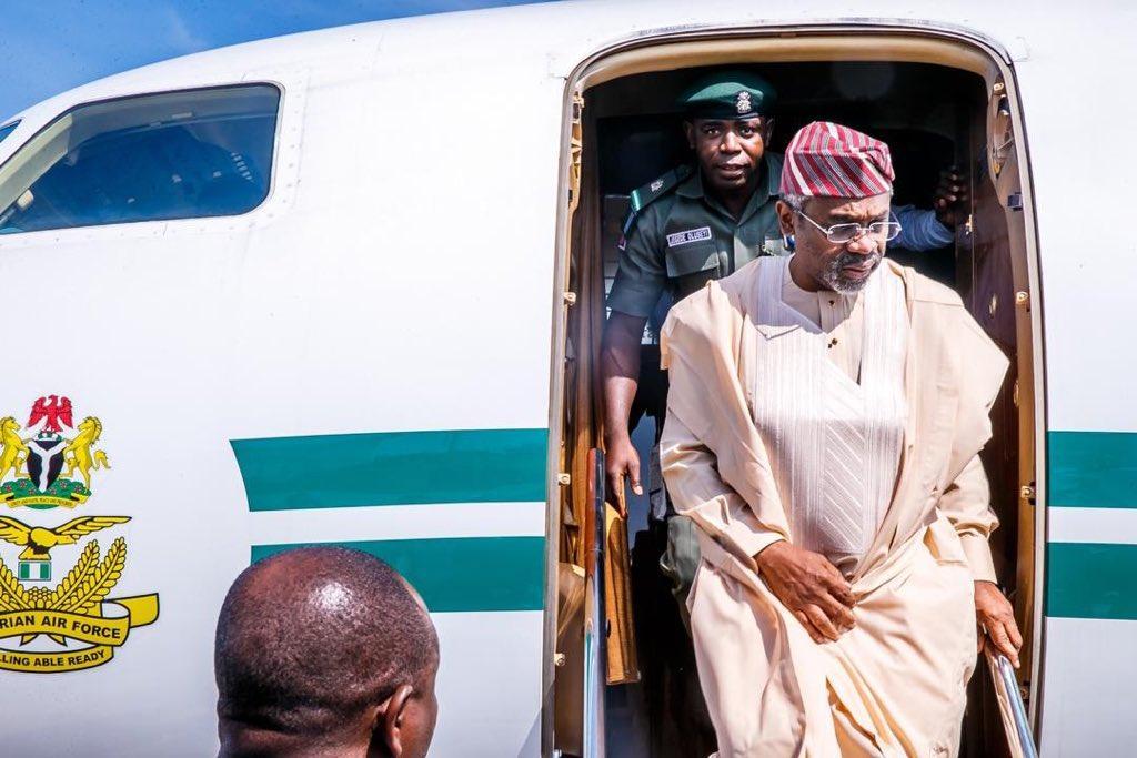 The Speaker of House of Representatives, Hon. Femi Gbajabiamila and Katsina state governor, Aminu Bello Masari during the former's visit to the state over security challenges.  [Twitter/@femigbaja]