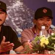 Nirmal Purja (left) and fellow Nepali mountaineer Mingma David Sherpa during a press conference in Kathmandu in early 2019