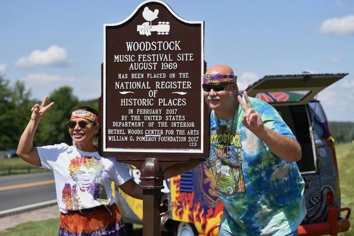 The original site of the 1969 Woodstock festival is becoming a sea of tie-dye and peace signs once more, as one-time festivalgoers celebrate the 50th anniversary of the pop culture milestone
