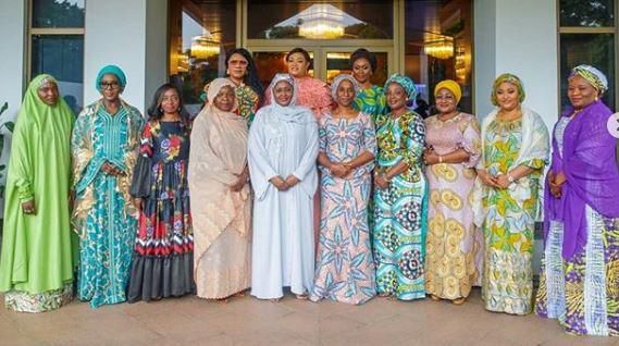 Wife of the President, Aisha Buhari hosts wives of governors of the 36 states at the Presidential Villa, Abuja. (Aishambuhari/Instagram)