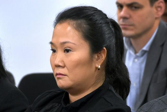 Keiko Fujimori is pictured during a court hearing in Lima in October 2018 in a handout picture released by the Peruvian Judiciary