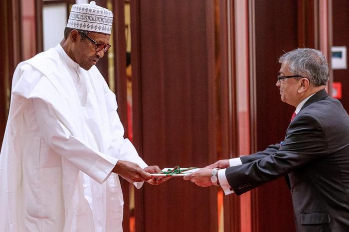 President Muhammadu Buhari receives Letter of Credence from Bangladesh High Commissioner to Nigeria, Shameem Ahsan in Abuja [NAN]