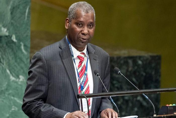 Ambassador Tijjani Mohammad Bande, newly-elected President of the 74th session of the United Nations General Assembly. (December 2018) - UN Photo/Rick Bajornas