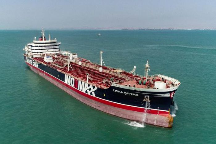 British-flagged oil tanker Stena Impero leaves Bandar Abbas port in southern Iran where it had been detained for more than two months