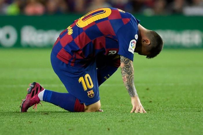 Messi was forced off injured at half-time after making his first start of the season