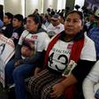 Relatives of some of the 43 missing students from the Ayotzinapa teachers' college in Mexico's southern state of Guerrero are pictured in early 2019