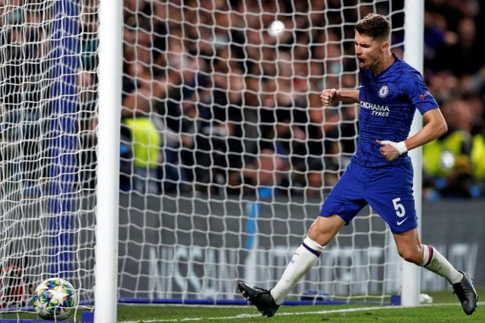 Spot on: Jorginho scored two penalties in Chelsea's 4-4 draw with Ajax