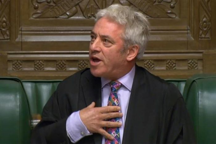 UK Parliament Speaker John Bercow makes his statement blocking a vote on the new Brexit divorce bill on Monday
