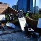 Protesters used a catapult to fire bricks at police from inside the Hong Kong Polytechnic University