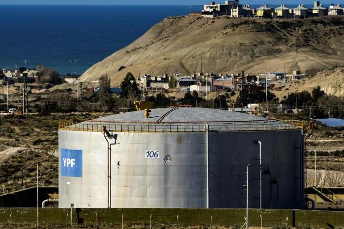 An oil storage facility of Argentinian state-run energy company YPF in Comodoro Rivadavia, in the Patagonian province of Chubut