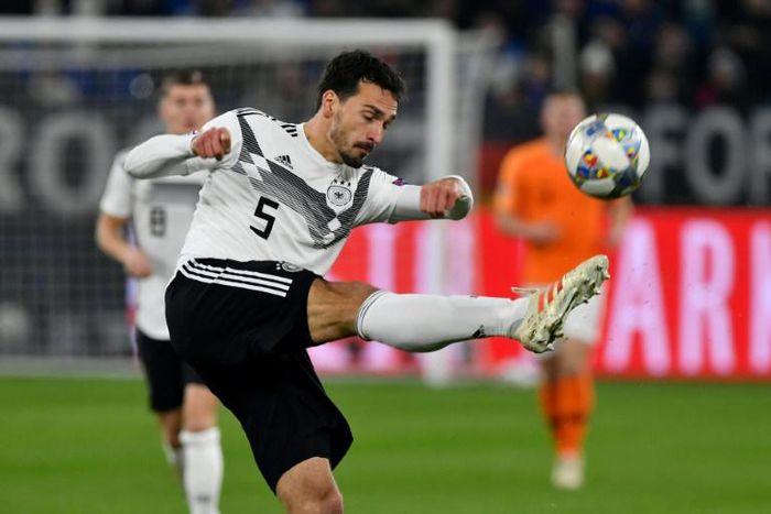 Germany coach Jogi Loew is under increasing pressure to recall 'retired' defender Mats Hummels, seen here during his last international against the Netherlands in November 2018