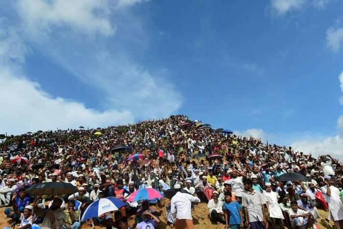 Thousands of Rohingya marched in the Bangladesh refugee camp to commemorate what they described as 'Genocide Day'