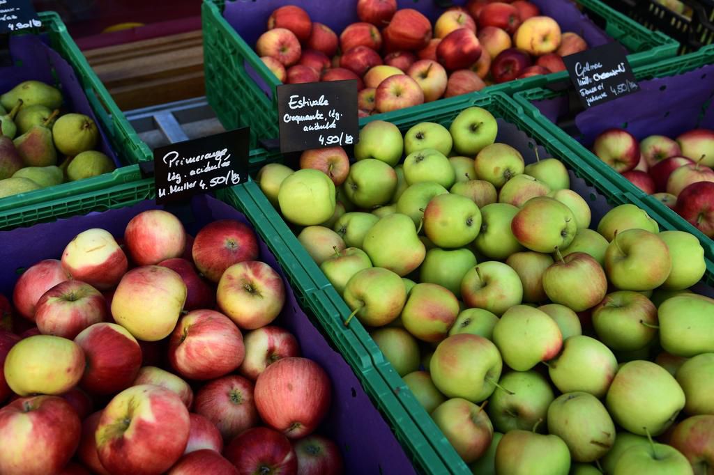 Group of apples for sale at Vevey, Switzerland