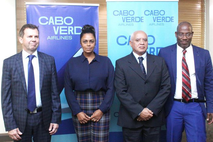 President/Chief Executive Officer, Cabo Verde Airlines, Jens Bjarnason; Sales Director, Cabo Verde Airlines, Eloisa Gomes; Vice President, Sales and Marketing, Cabo Verde Airlines, Raul Andrade; and Ground Operations Director, Cabo Verde Airlines, Anto...