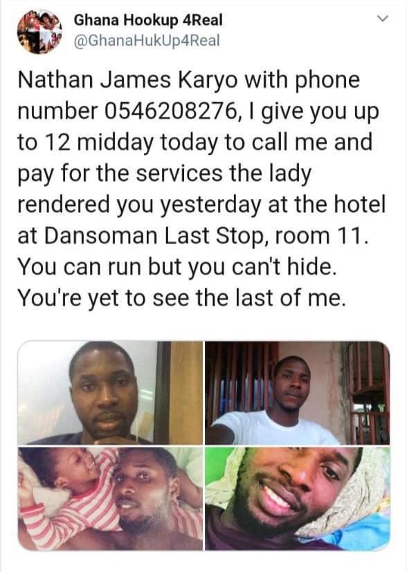 Dansoman hotel publishes photos, name and phone number of a man who left secretly without paying