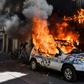 A French police car was set on fire on the sidelines of an anti-government demonstration called by the "Yellow Vests" movement in Montpellier, southern France