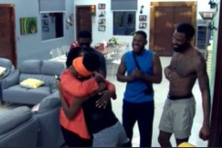 Funke Akindele Bello visits the last 10 BBNaija 2019 Pepper Dem housemates [Twitter/BBNaiaj]