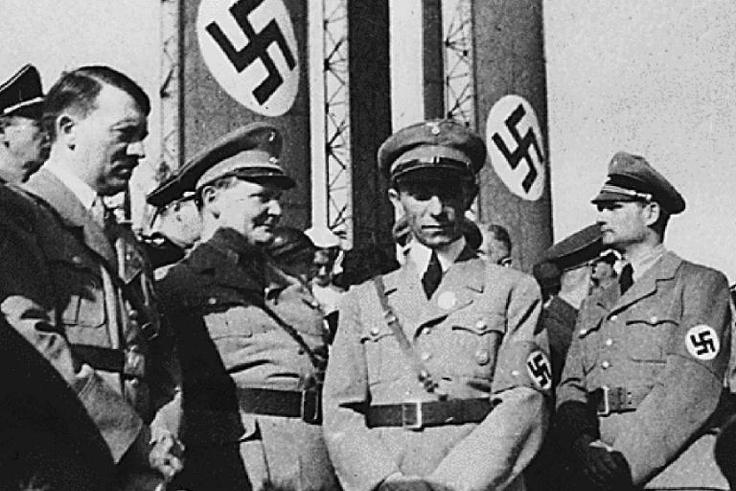 Some of the items being auctioned off belonged to Adolf Hitler (L) and his Nazi commanders Hermann Goering (2nd L) and Joseph Goebbels (C)