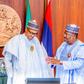 President Muhammadu Buhari and President of the Senate, Dr. Ahmad Lawan. [Twitter/@SPNigeria]
