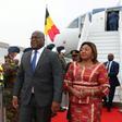 Democratic Republic of Congo's President Felix Tshisekedi and his wife Denise arrive for an official visit in Belgium at the Melsbroek military airport.