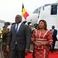 Democratic Republic of Congo's President Felix Tshisekedi and his wife Denise arrive for an official visit in Belgium at the Melsbroek military airport.