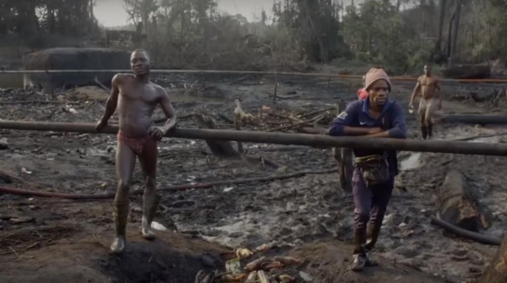 Site of an illegal refinery in the creeks of the Niger Delta
