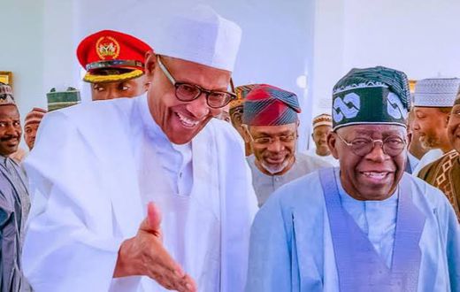 The late former President Muhammadu Buhari and his successor, President Bola Tinubu.