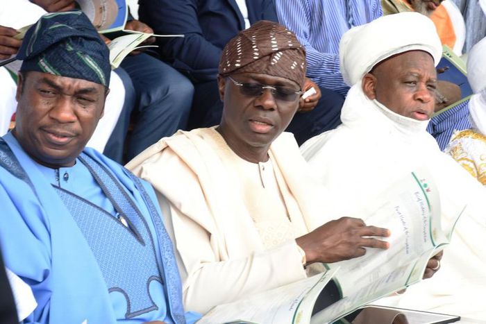 From Left, Lagos Deputy Governor, Dr Obafemi Hamzat; Gov. Babajide Sanwo-Olu of Lagos State; Sultan of Sokoto & President – General Nigerian Supreme Council for Islamic Affairs, Alhaji Muhammed Abubakar and Emir of Kano, Alhaji Sanusi Lamido during the...