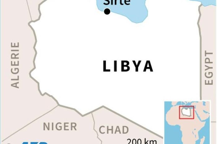 Map of Libya locating Sirte